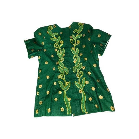 ALPHADI Niamey 36" Chest W. African Embroidered Waist Coat Designer Green Gold - Picture 14 of 16